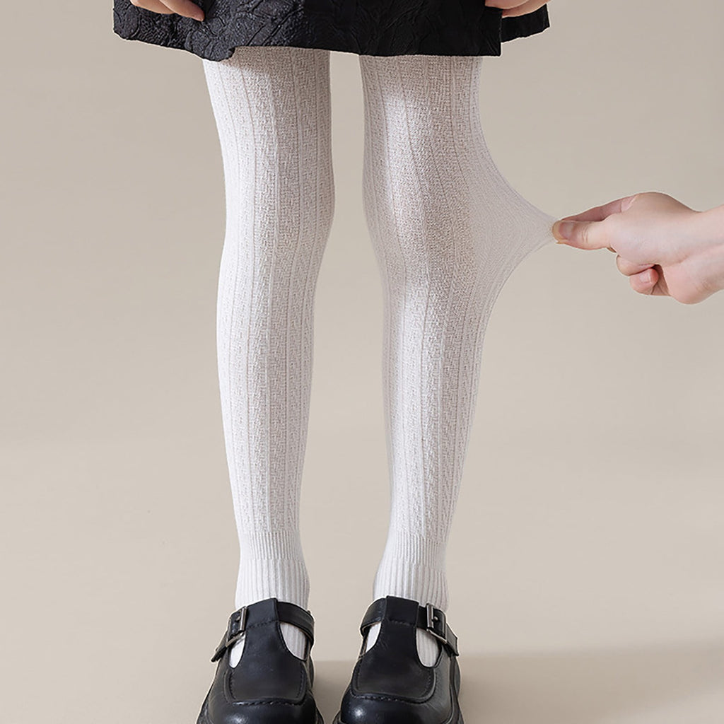 Girls Ribbed Knit Tights Fleece Thermal School 𝐔niform Full Length Footed Leggings Kids Toddler Opaque Dance Pantyhose - Image 5