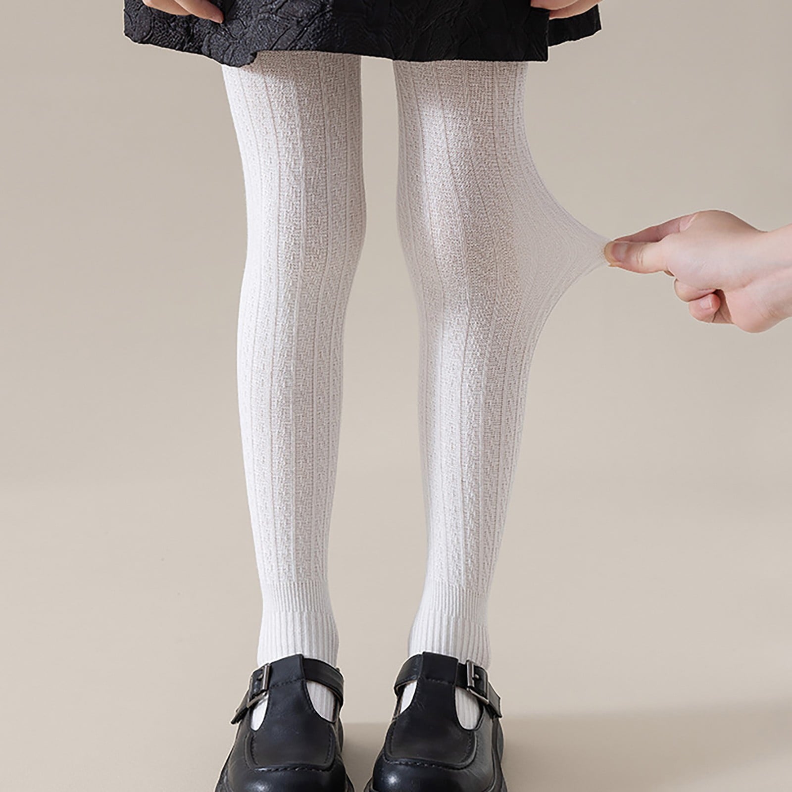 Girls Ribbed Knit Tights Fleece Thermal School 𝐔niform Full Length Footed Leggings Kids Toddler Opaque Dance Pantyhose - Image 5