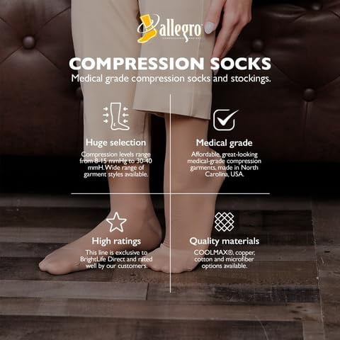 Allegro 8-15 mmHg Essential 83 Sheer Support Compression Pantyhose - Comfortable Women's Compression Hose with Closed... - Image 5