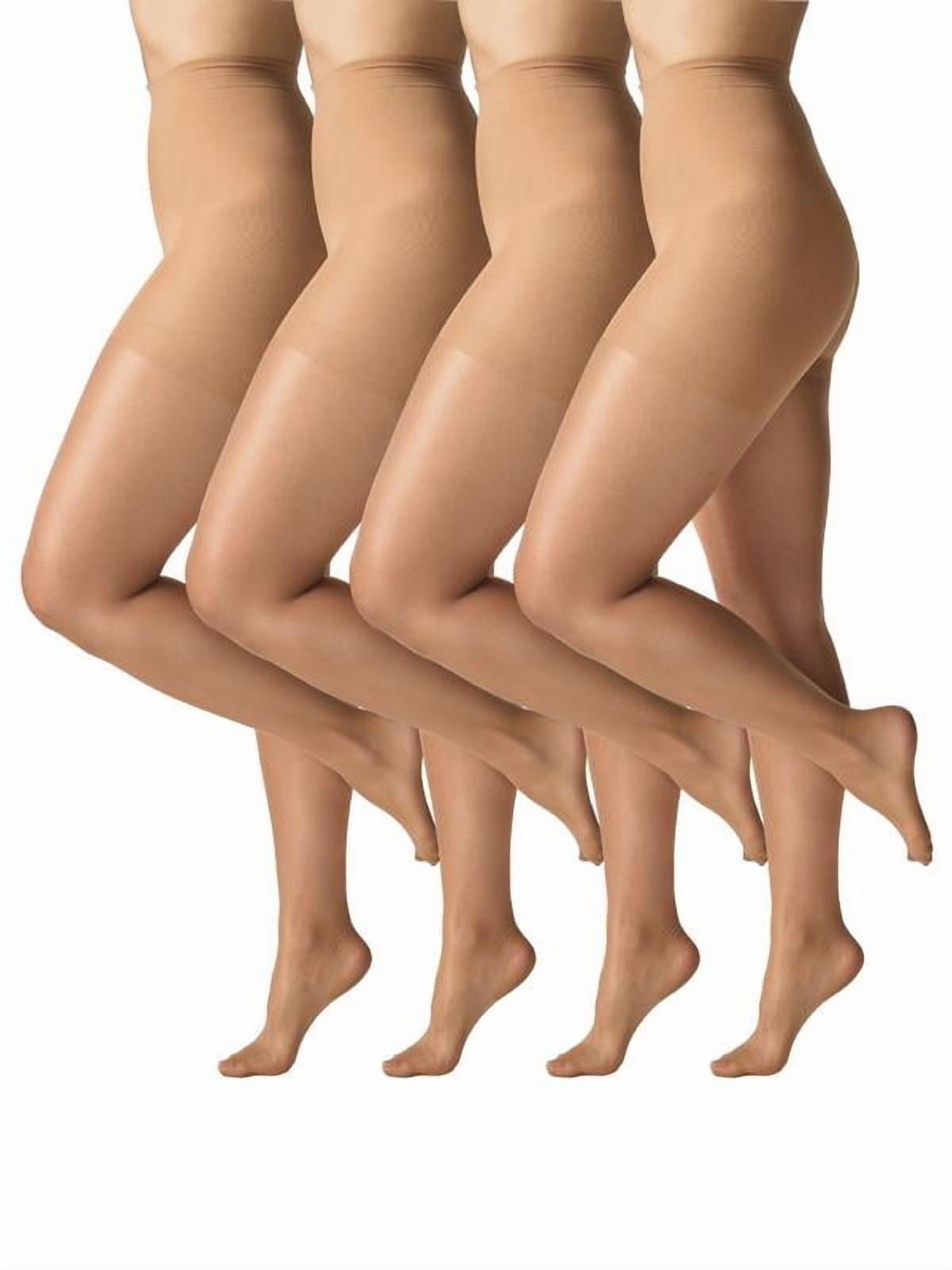 Women's Control Top Pantyhose, 20 Denier Sheer, 4-Pack, Sizes S-3XL