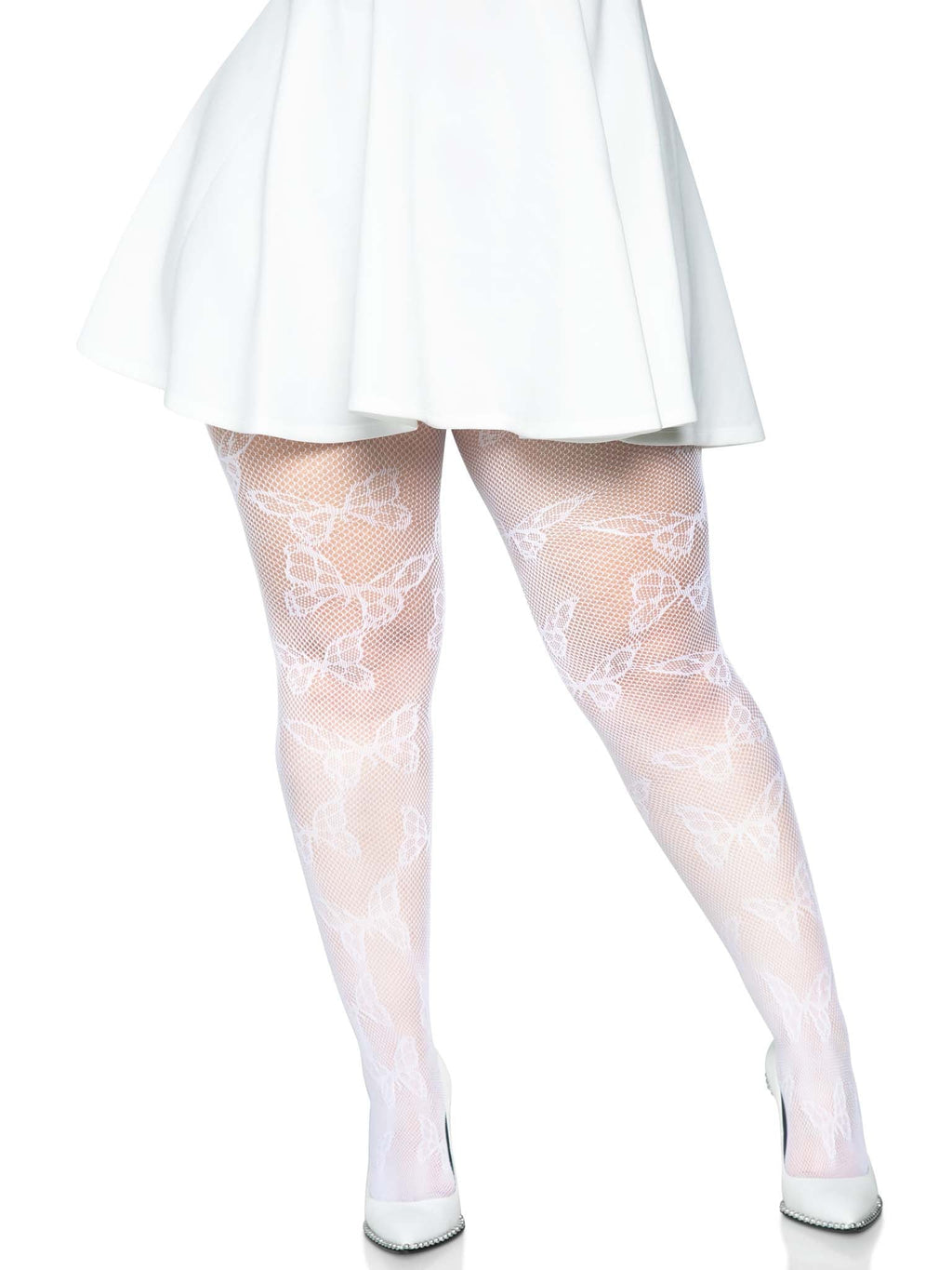 Butterfly Net Tights - 1x/2x - White - Image 5