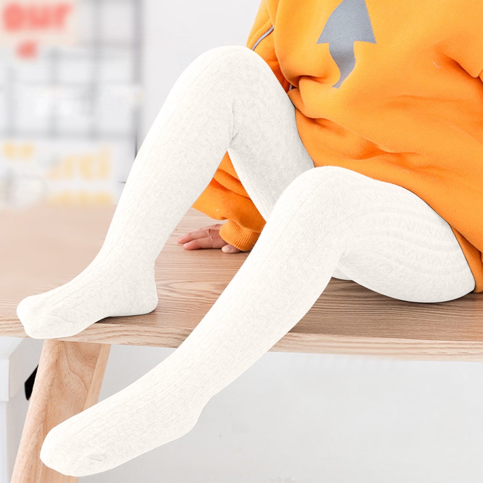 Girls Cotton Tights Knit Pantyhose Stockings Toddler Kids Soft Footed Leggings - Image 2
