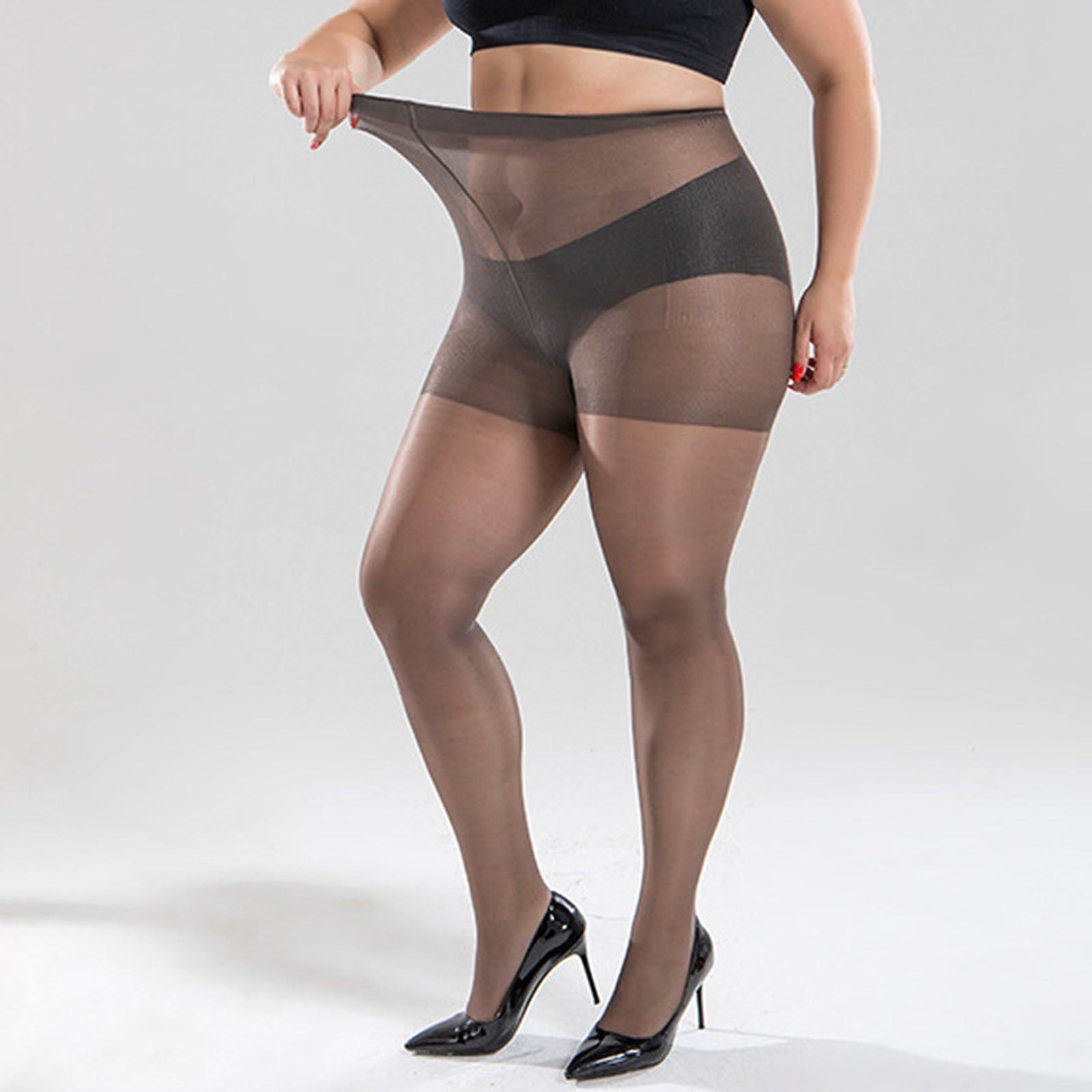 Stockings For Women Pantyhose Women Control Top Pantyhose With Run Light Support Legs Sheer Tights Extra Fat Stocking... - Image 2