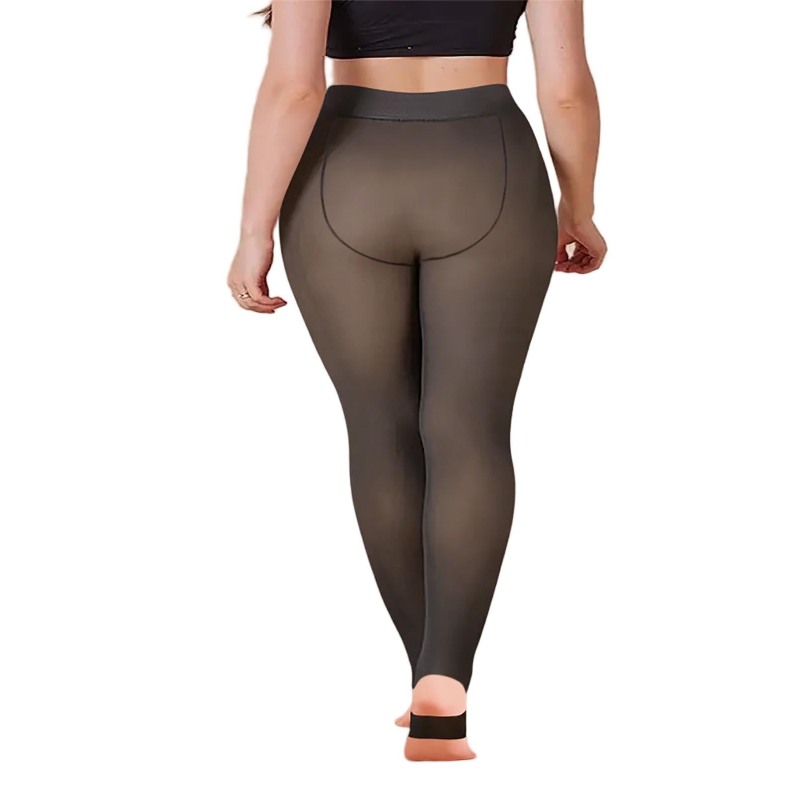 2 Pack Fleece Lined Tights Women Fake Translucent Sheer Warm Pantyhose Leggings Thermal Thick Tights for Dresses (Fre... - Image 5