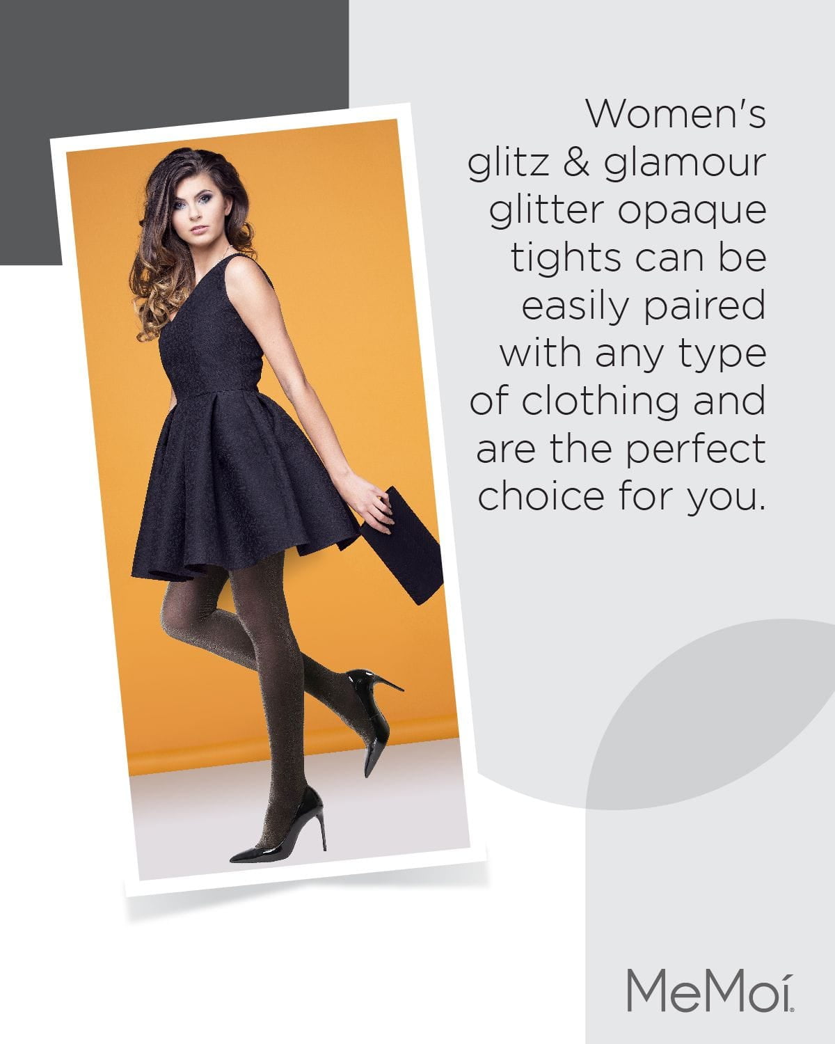 Women's Glitter Opaque Tights (Black/Silver S/M) - Image 6