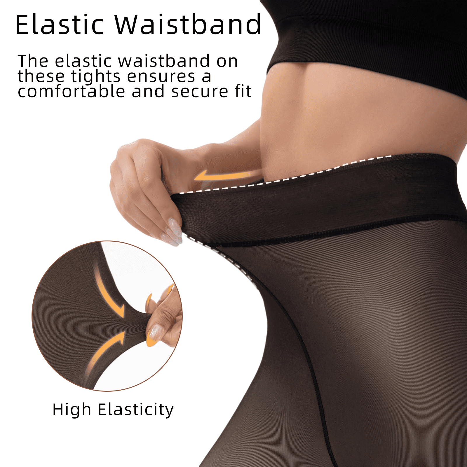 220g Fleece Lined Thermal Tights for Women, High Waist Warm Opaque Leggings for Winter, Black L - Image 2