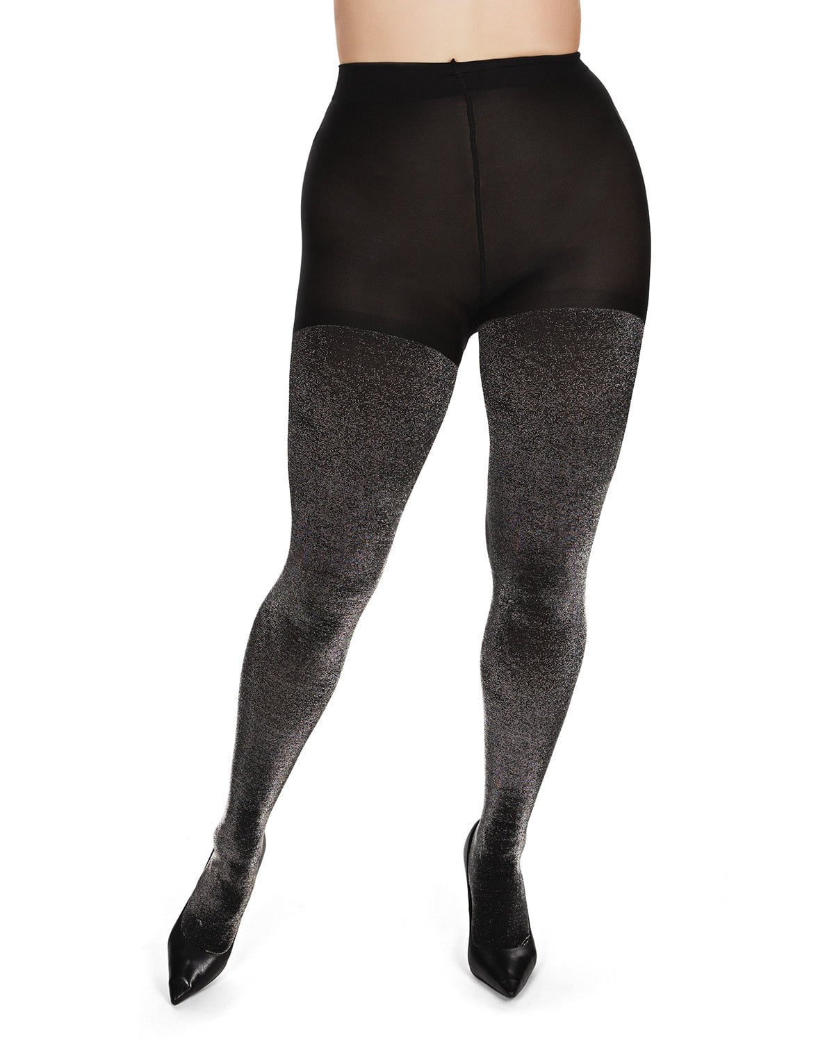 Women's Opaque Liquid Metal Nylon Tights - Womens - Female, Q1/Q2, Black-Gold - Image 5
