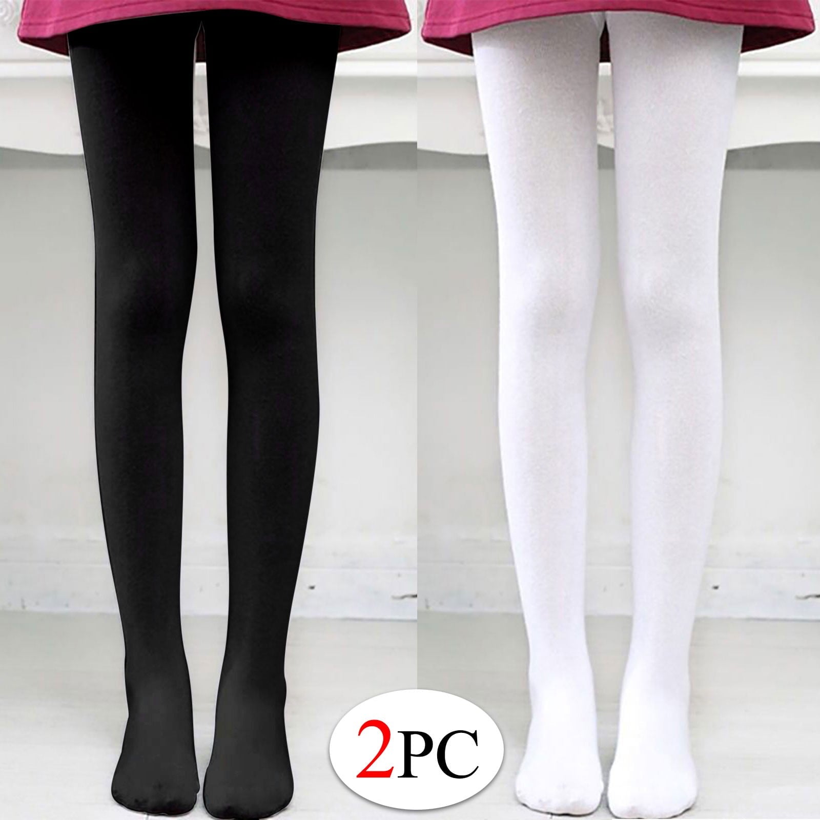 2 Pairs Pantyhose for Women Solid Color Soft Opaque Footed Tights Dance Yoga Leggings