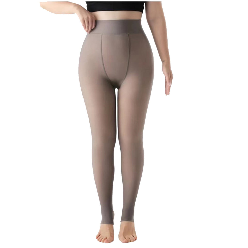 2 Pair Fleece Lined Tights Women Fake Translucent Sheer Warm Pantyhose Leggings Thermal Thick Tights for Dresses (One Size, Gray|220g) - Image 4