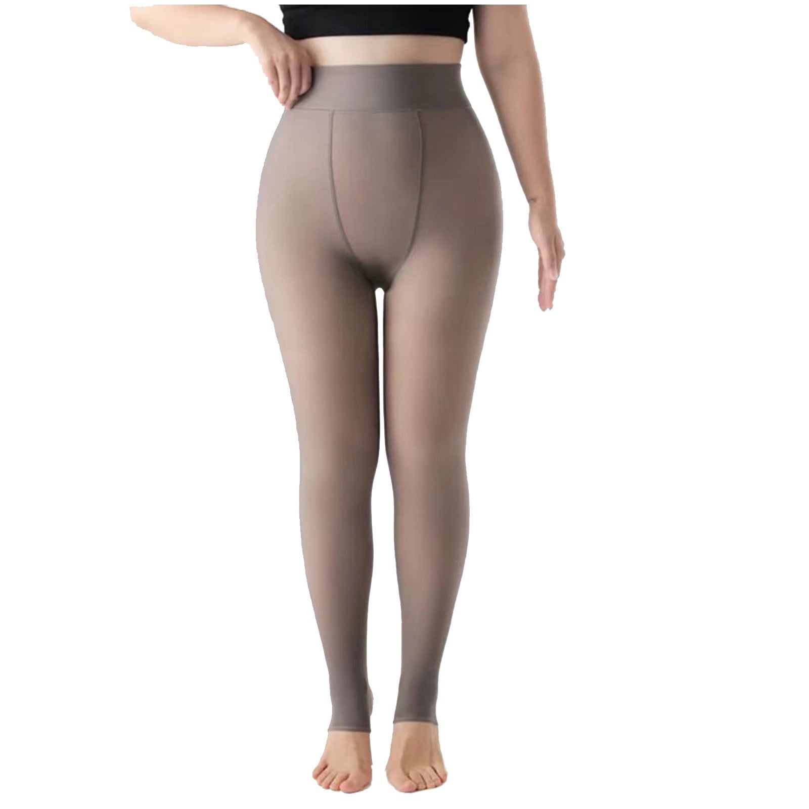 2 Pair Fleece Lined Tights Women Fake Translucent Sheer Warm Pantyhose Leggings Thermal Thick Tights for Dresses (One Size, Gray|220g) - Image 4