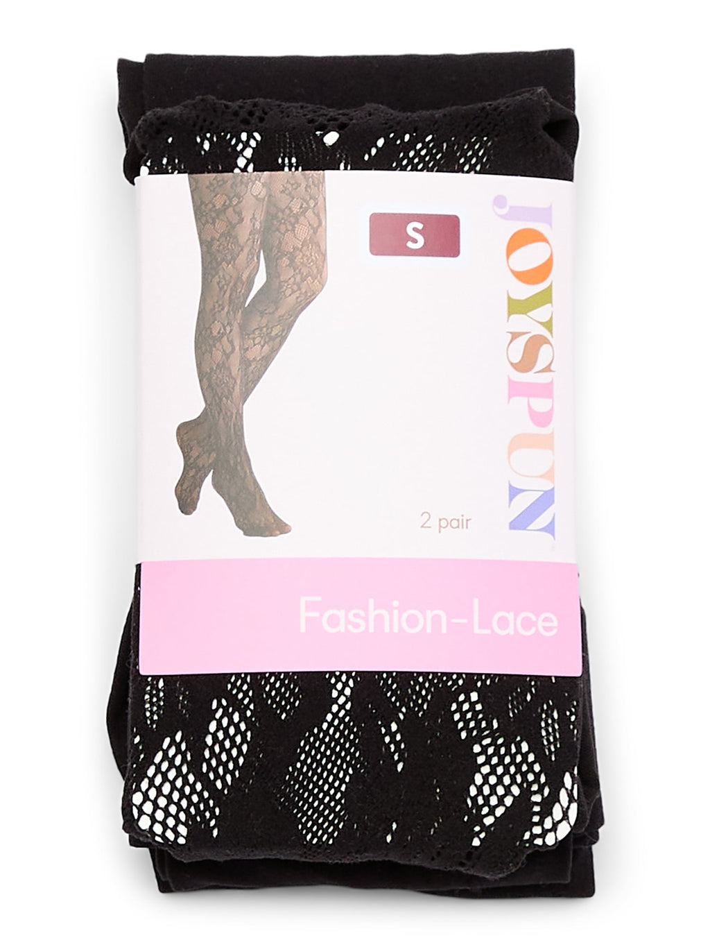 Women's Floral Lace and Opaque Tights, 2-Pack, Sizes S - Image 2