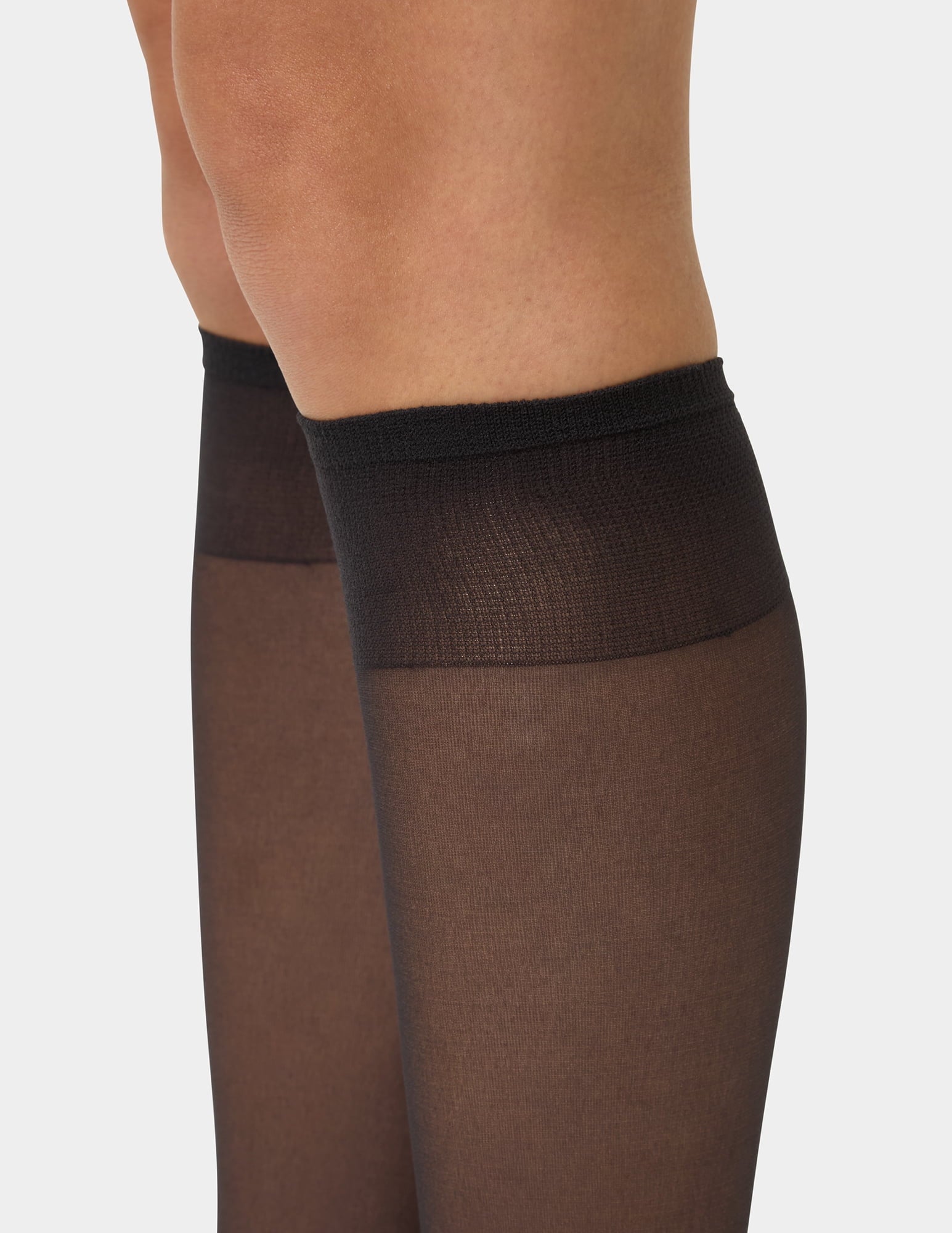 Women's Sheer Knee Highs with Comfort Top 8 Pair Pack, Midnight Black, Plus - Image 3