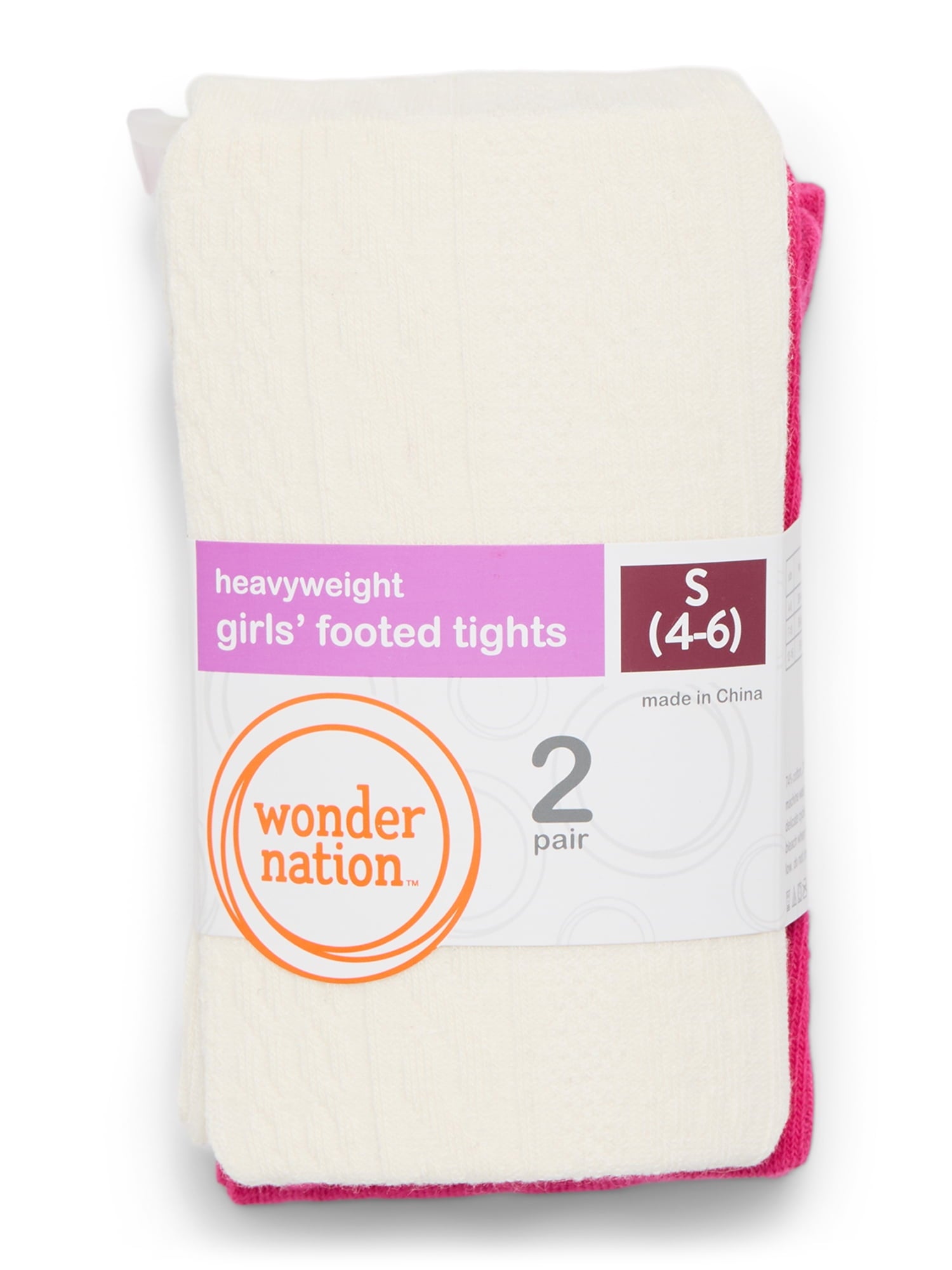 Girls Cable Ribbed Tights, 2-Pack, Sizes S-L