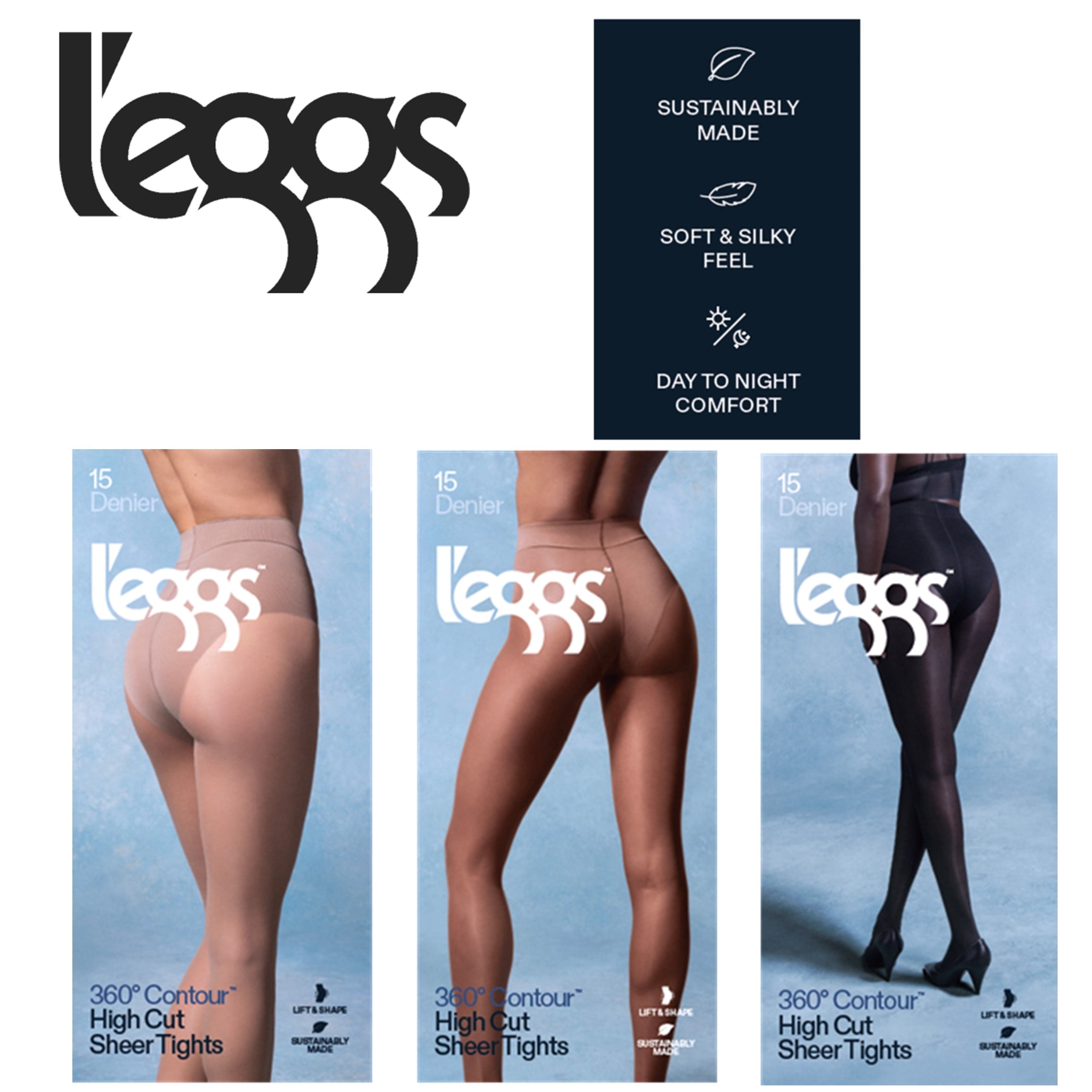 Women's 360 Contour High-Cut Sheer Tights, Sizes up to 2XL - Image 2