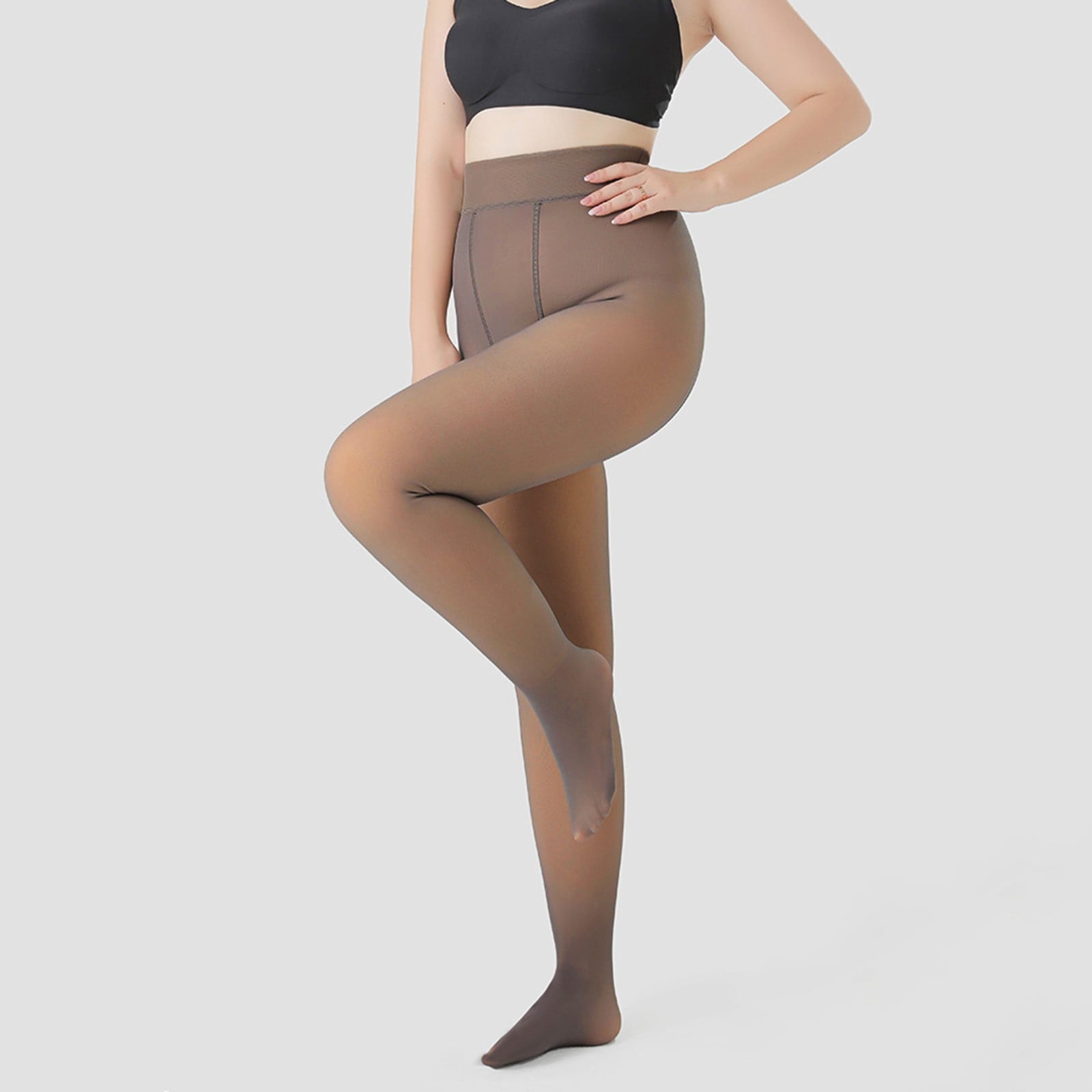 2 Pairs Women's Thermal Fleece Lined Tights, Opaque Stockings Pantyhose Extra Warm Winter Leggings, Plus Size Large Tights for Daily Wear an - Image 5