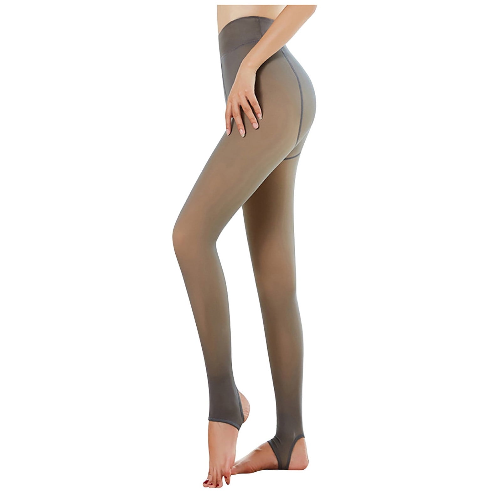 Womens High Waisted Fleece Lined Tights Fake Translucent Thermal Leggings Winter Sheer Warm Pantyhose Footless Tights - Image 2