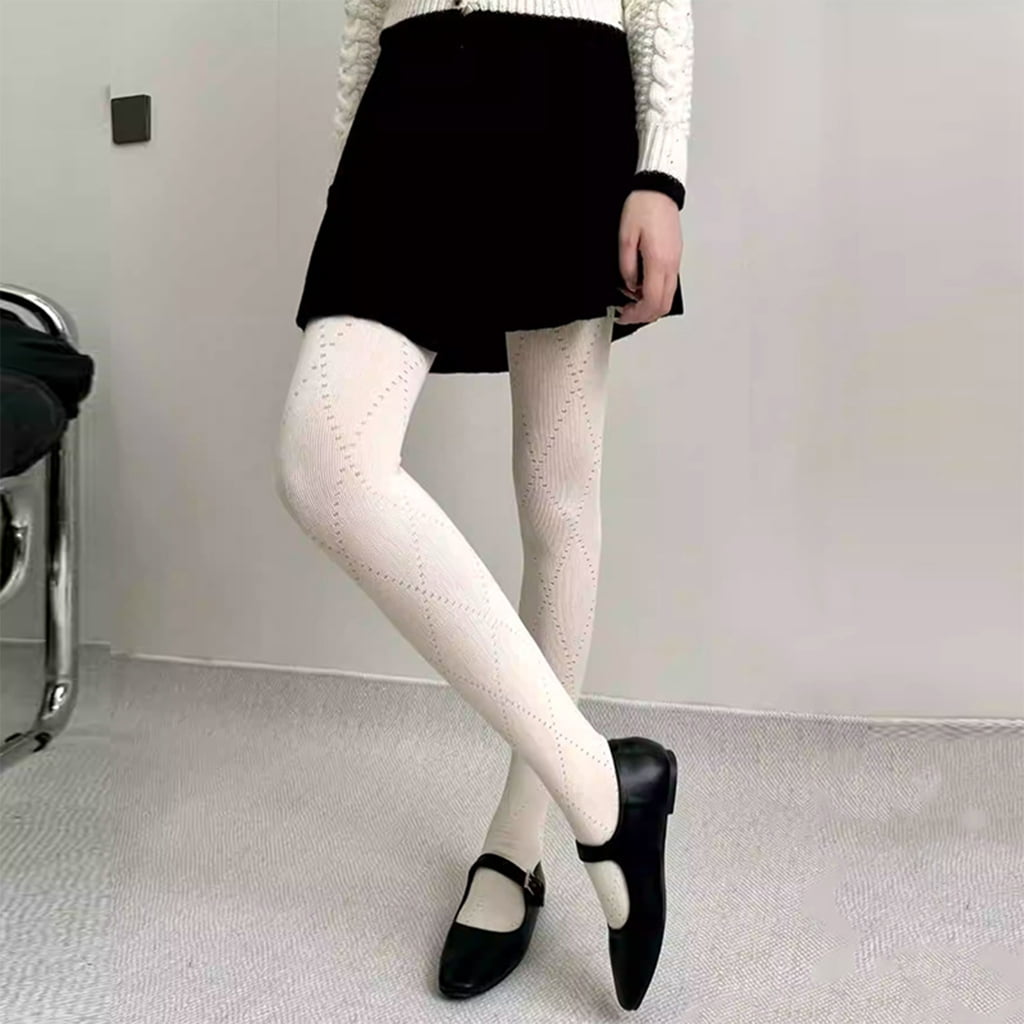 Elegant Plaids Pattern Cotton Tights Opaque Stretch Pantyhose Hosiery for Women - Image 4