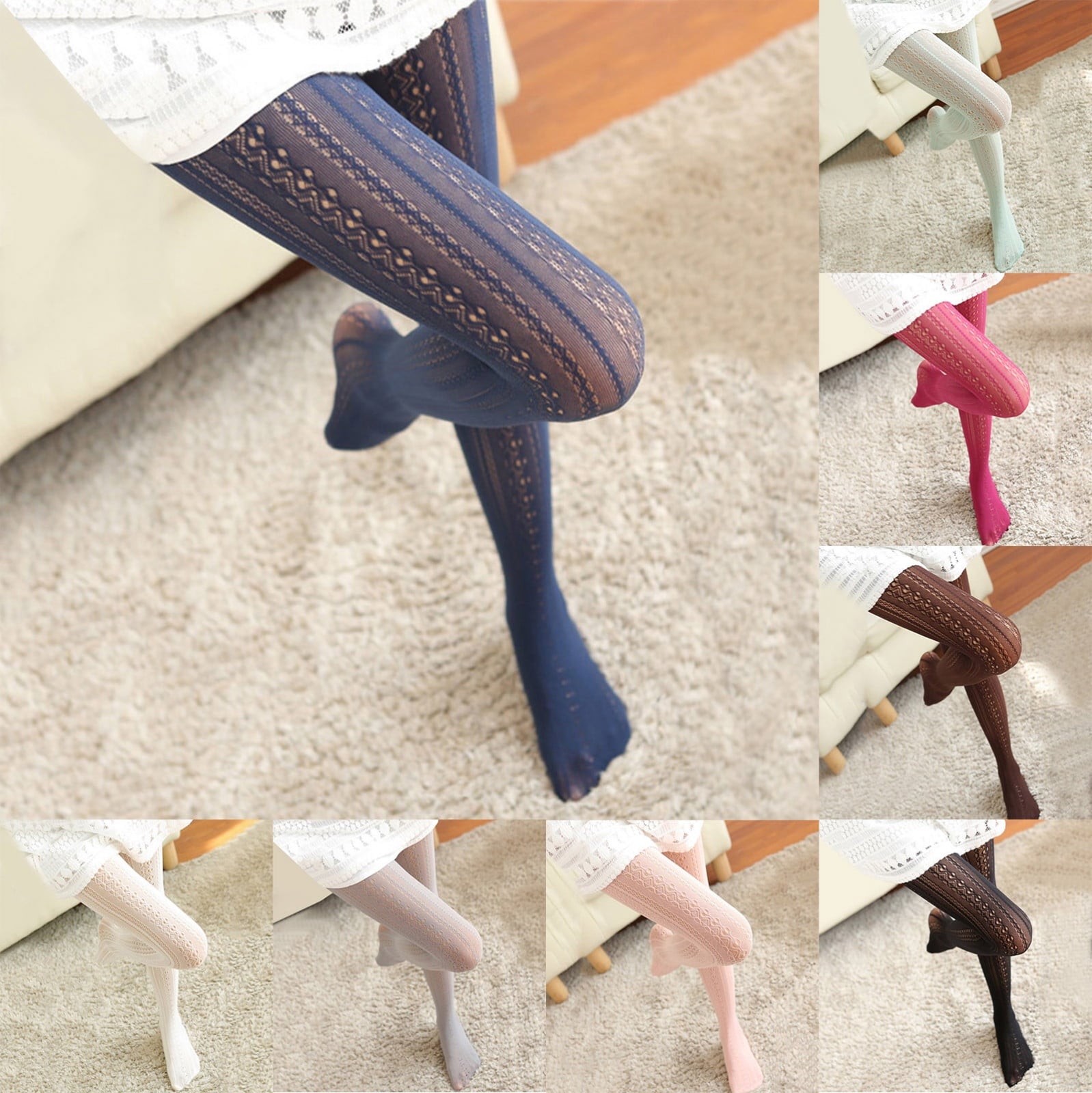 Womens Pantyhose Mesh Carved Lace Hollow Tights Valentine'S Day Daily Wear Retro Slim Stylish Leggings For Lady - Image 2