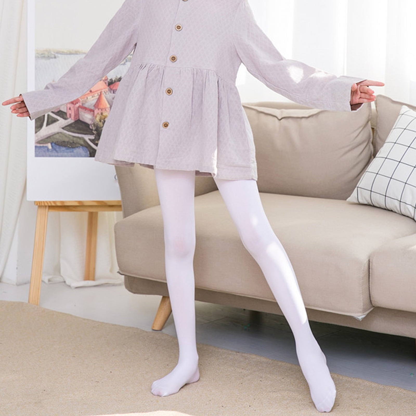 Childrens Soft Velvety Tights White Hosiery Snagging Resistant Design Elastic Waistband Stylish Dance Costume Essential - Image 5