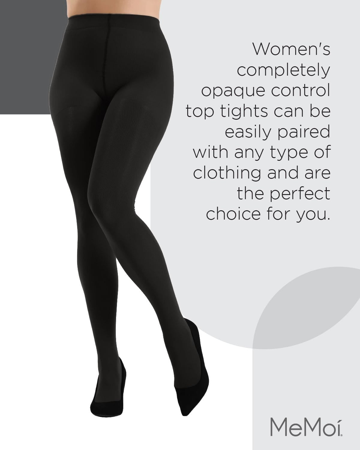 Completely Opaque Control Top Tights - Womens - Female, Q1/Q2, Black - Image 6