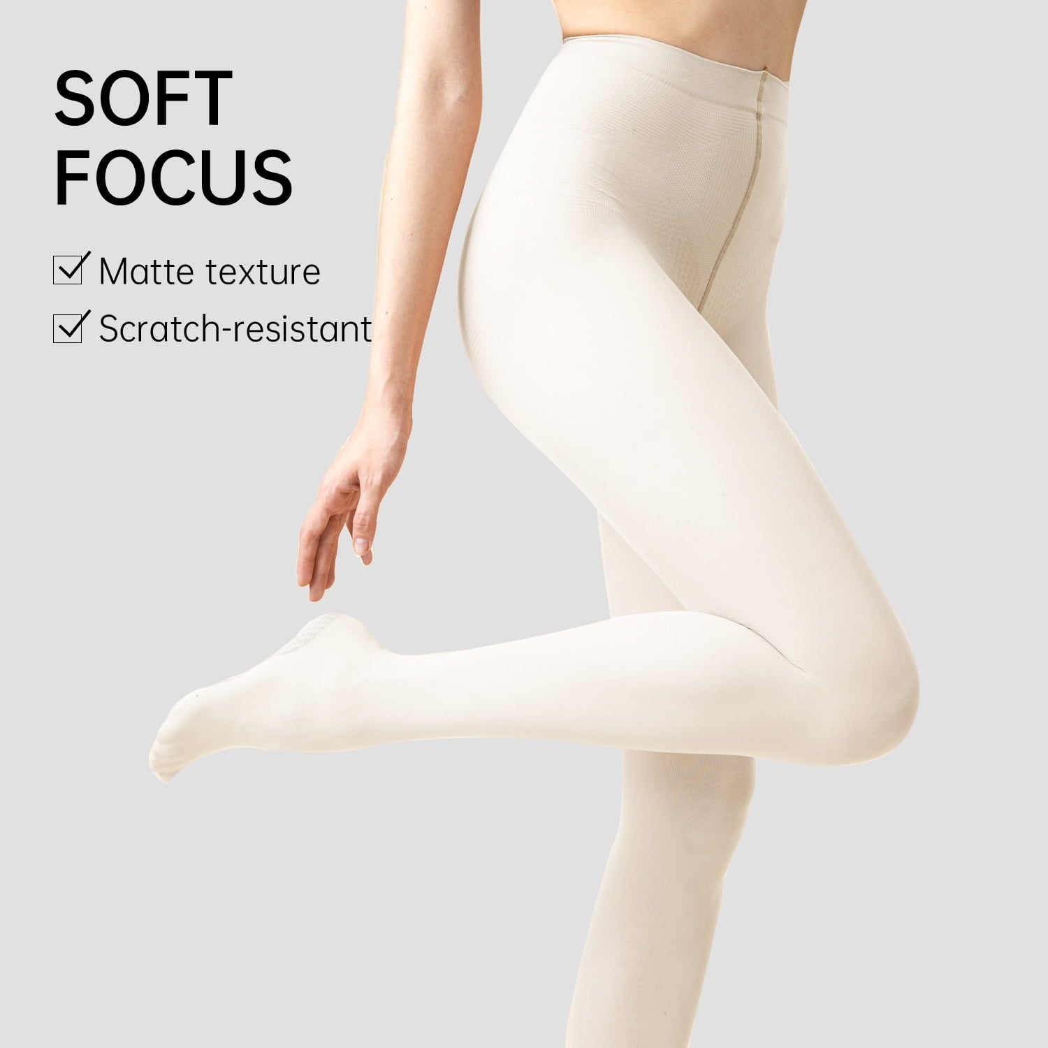Ms. Myland 2 Pairs Women's Cream Pantyhose 80D Semi-Opaque Soft Velvet High Waist Control Top - Image 5