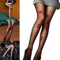 Women Sheer Tights Leggings Kisses Patterned Control Top Tights Students Girls Tights Thigh High Stockings Streetwear