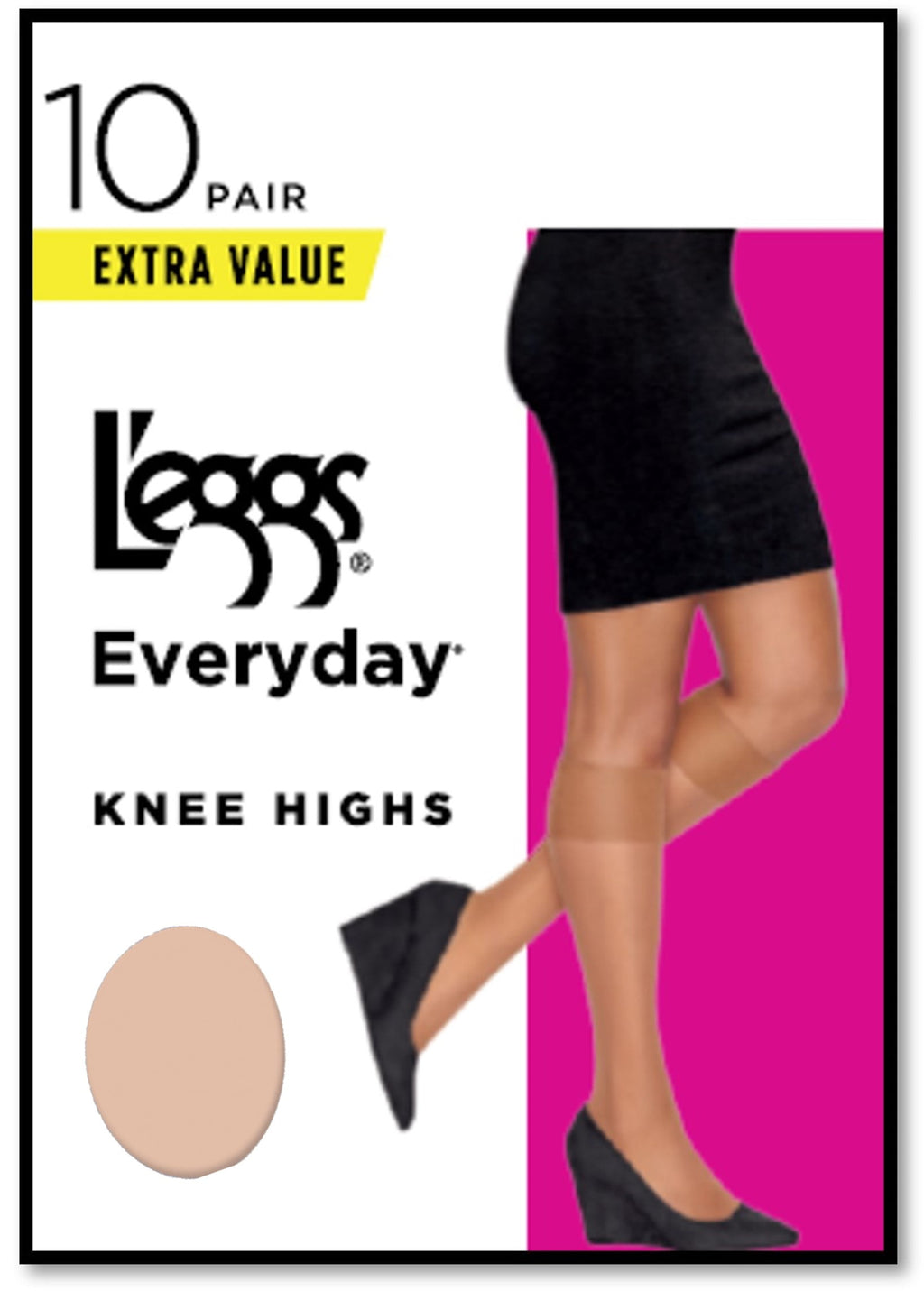 Plus Size Knee Highs Stockings Sheer Toe, 10 Pack