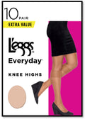 Plus Size Knee Highs Stockings Sheer Toe, 10 Pack