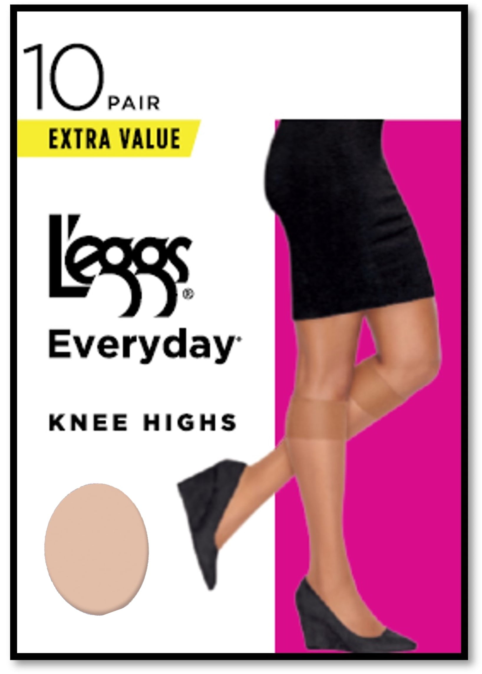 Plus Size Knee Highs Stockings Sheer Toe, 10 Pack