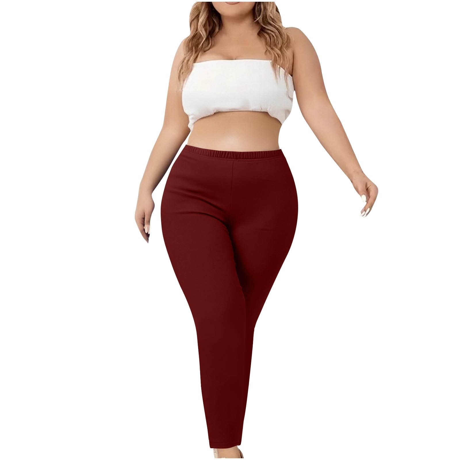 Plus Size Leggings for Women Stretch High Waisted Butt Lifting Shapewear Tights Non See Through Thermal Bottom - Image 5
