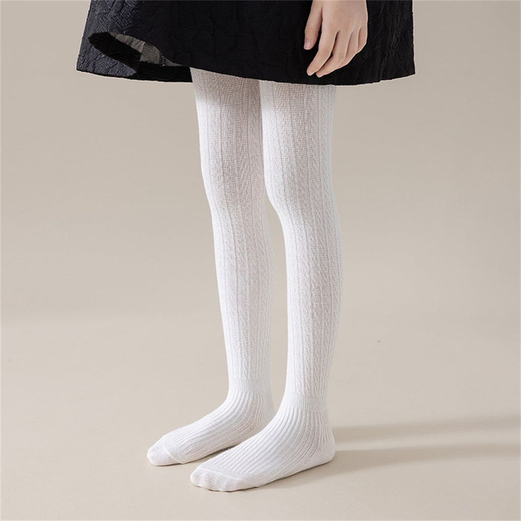Girls Ribbed Knit Tights Fleece Thermal School 𝐔niform Full Length Footed Leggings Kids Toddler Opaque Dance Pantyhose
