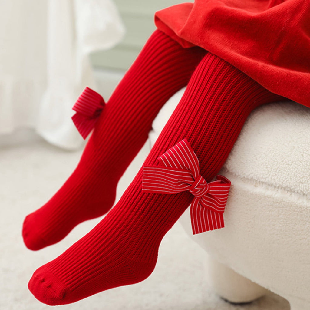 Toddler Kids Christmas Leggings Bowknot Red Pantyhose Christmas Big Red Pantyhose Footed Socks Warm Bottoms 3 Months ... - Image 4