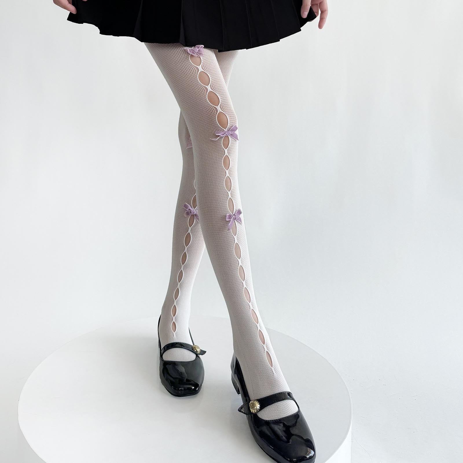 Clearance! Yajing Fleece Lined Tights Women Women Lolita Tights with Bows Cute Mesh Stockings 80S 90S Female Girls Gothic Lace Stockings Leg - Image 3