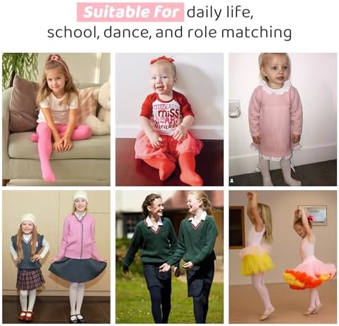 4 Pairs Tights for Girls Ultra Soft Velvet Dance Tights for Girls Ballet Gymnastics School Uniform 1-14 Years 4 Pairs...
