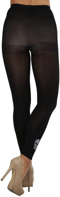 Women's Opaque Above Ankle Footless Tights Fashion Hosiery - Black Pirate - One Size