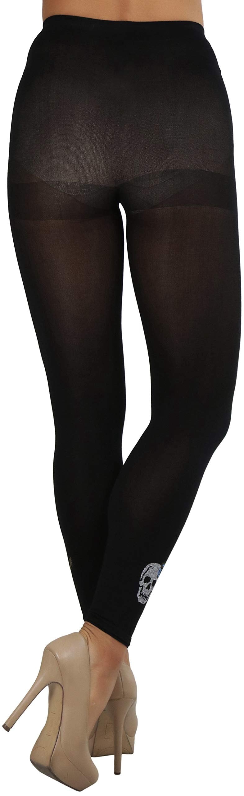 Women's Opaque Above Ankle Footless Tights Fashion Hosiery - Black Pirate - One Size