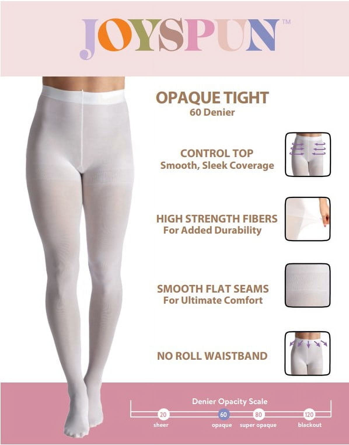 Women's Opaque Control Top Tights, 2-Pack, Sizes S-3XL - Image 3