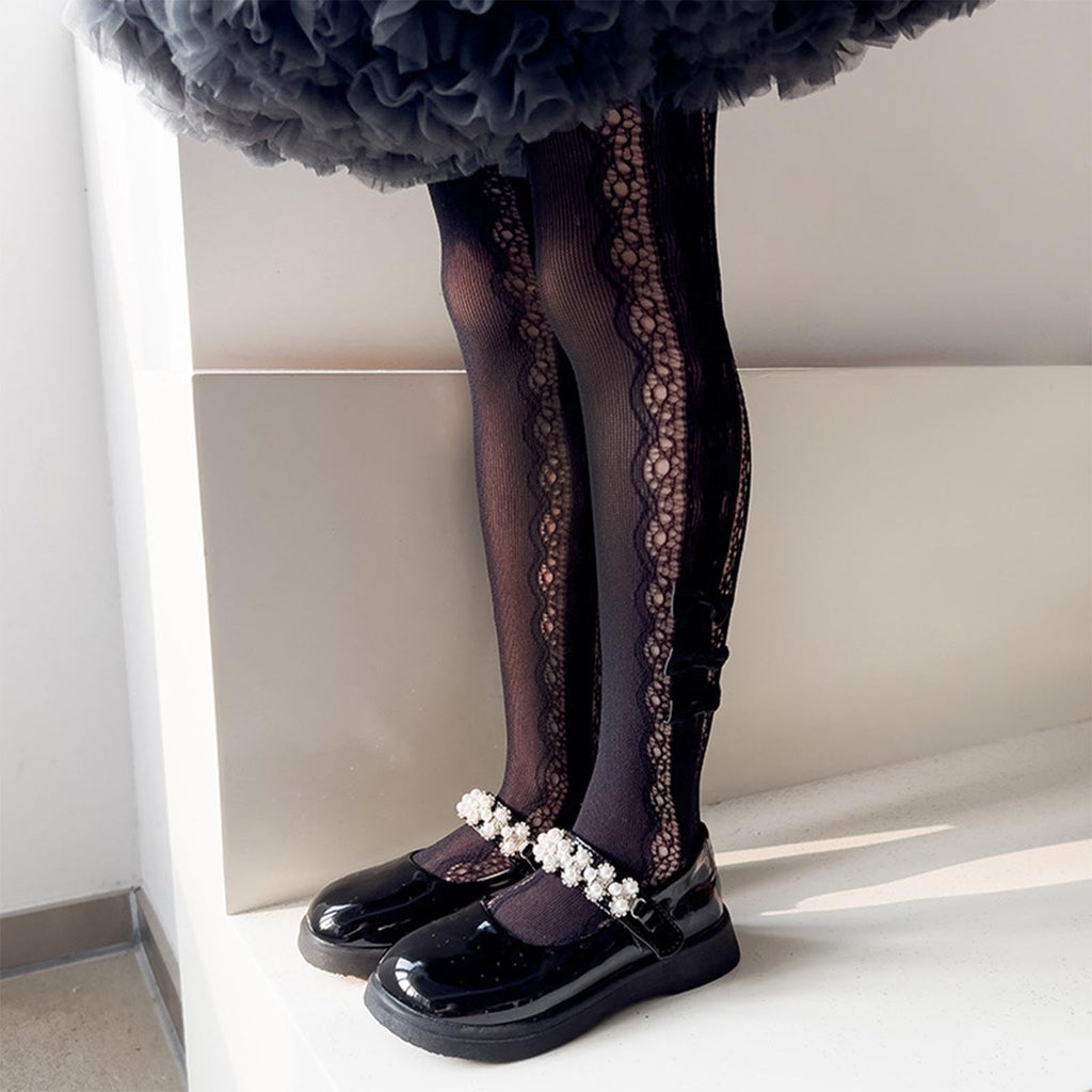 Girls Lace Tights Kids Sheer Fishnet Stockings Toddler Stockings Spring Heart Pattern Hollow Summer Pantyhose 9-13 Years