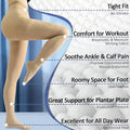Women's Anti-Embolism Compression Pantyhose, 1-Pack Opaque Compression Tights,Waist High,20-30mmHg,Beige