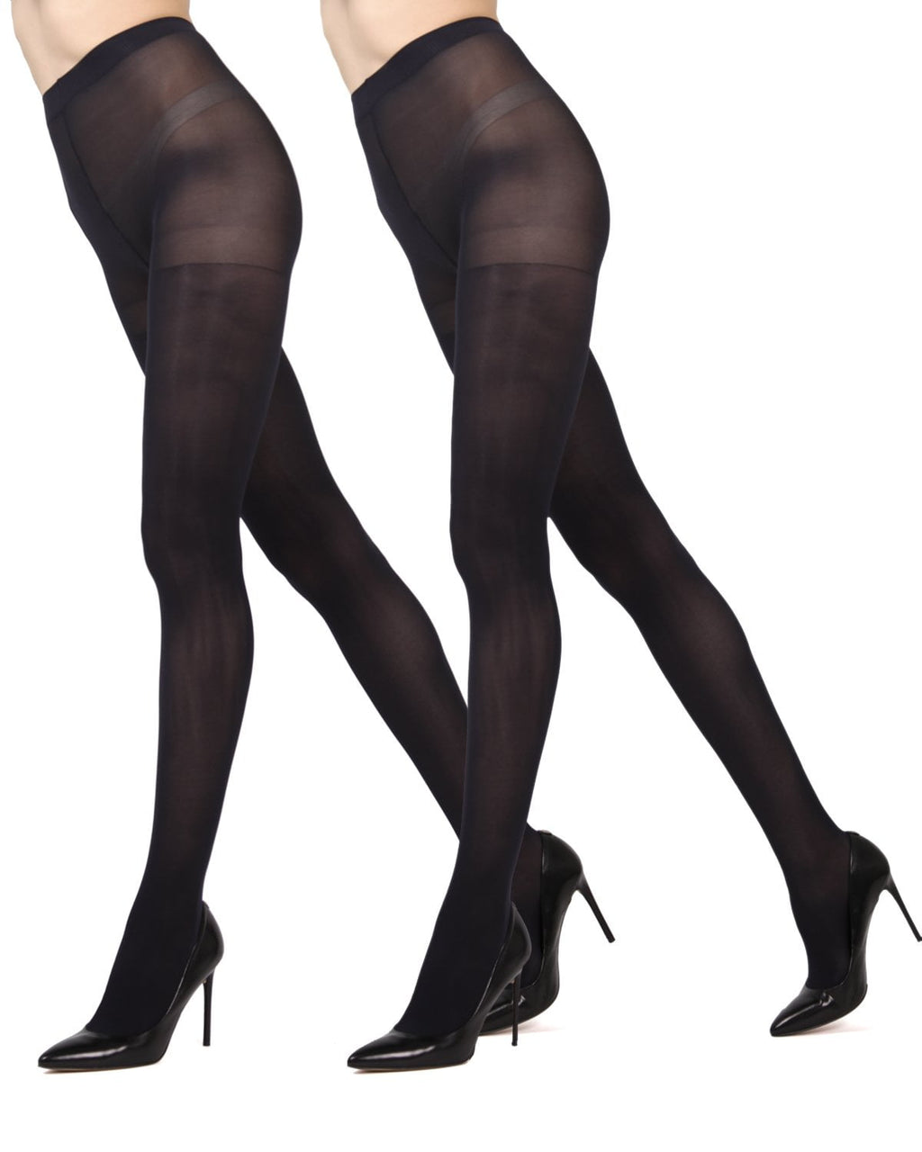 Control Top Solid Microfiber Tights 2 Pack - Womens - Female (Small/Medium, Navy/Navy)