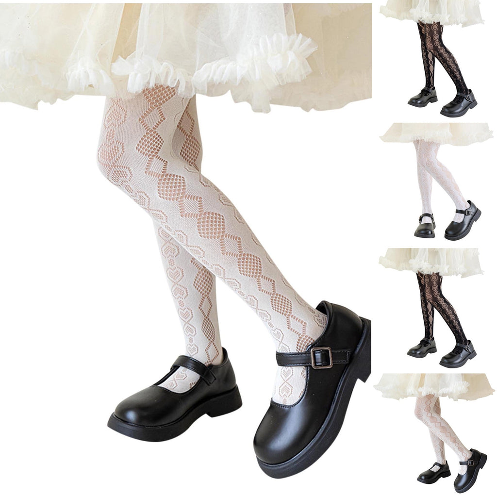 Girls Lace Tights Kids Sheer Fishnet Stockings Toddler Stockings Spring Heart Pattern Hollow Summer Pantyhose 9-13 Years - Image 4