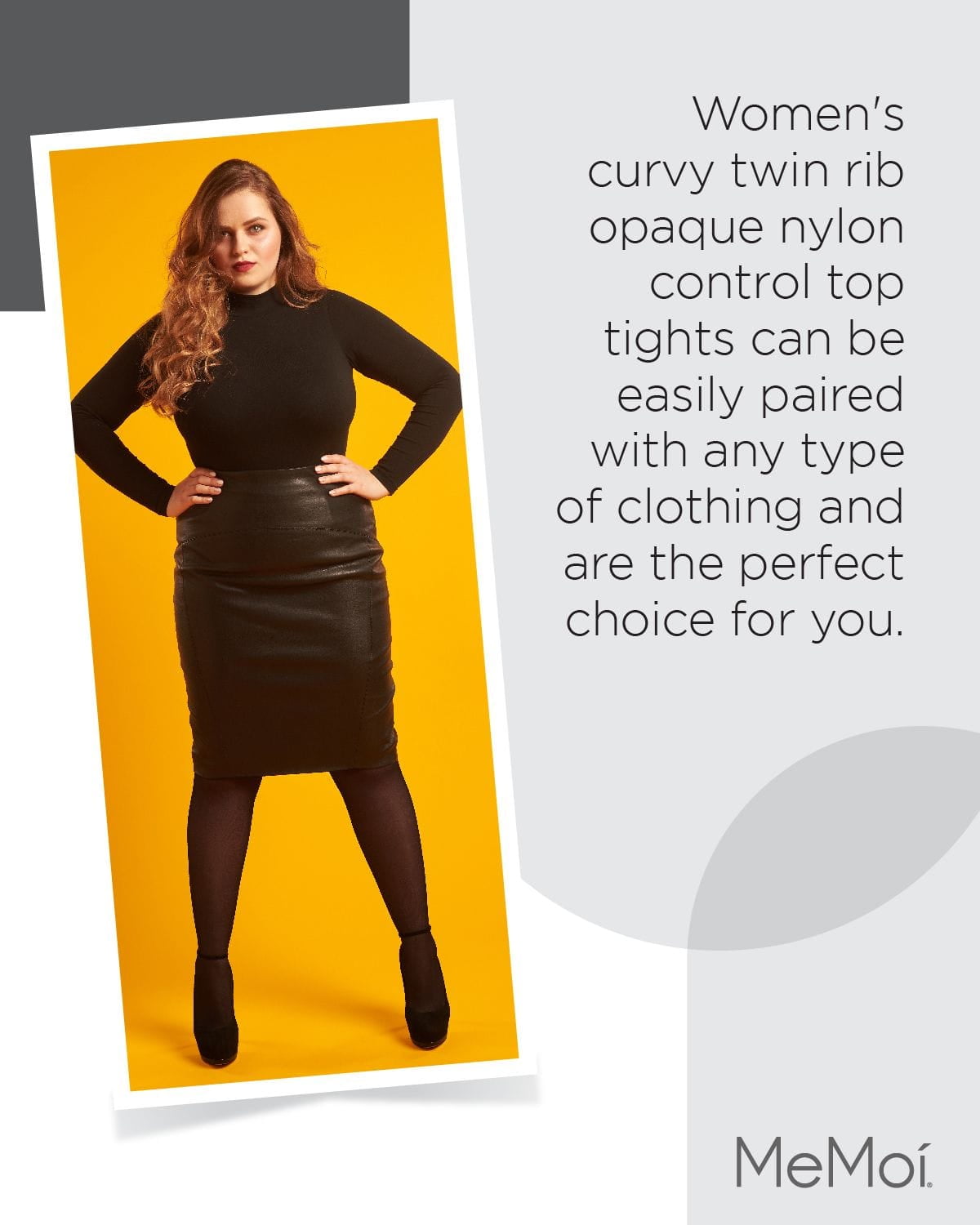 Women's Curvy Twin Rib Opaque Nylon Control Top Tights - Womens - Female, 5X-6X, Black - Image 6