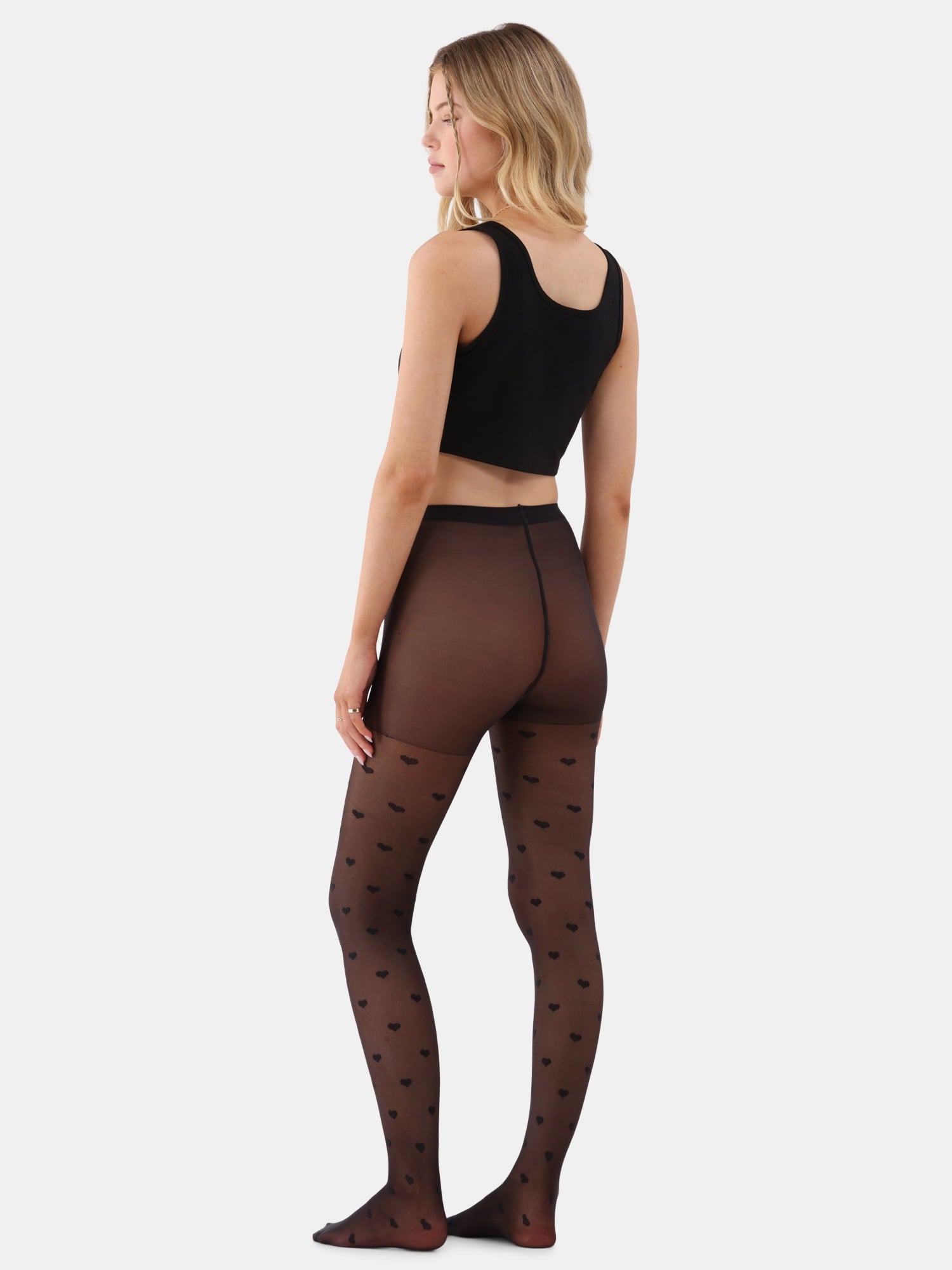Hearts Pattern Tights for Women, Sizes S-3XL - Image 3