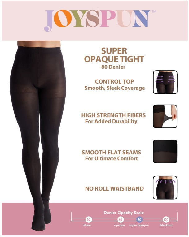 Women's Super Opaque Tights, 2-Pack, Sizes S-3XL - Image 2