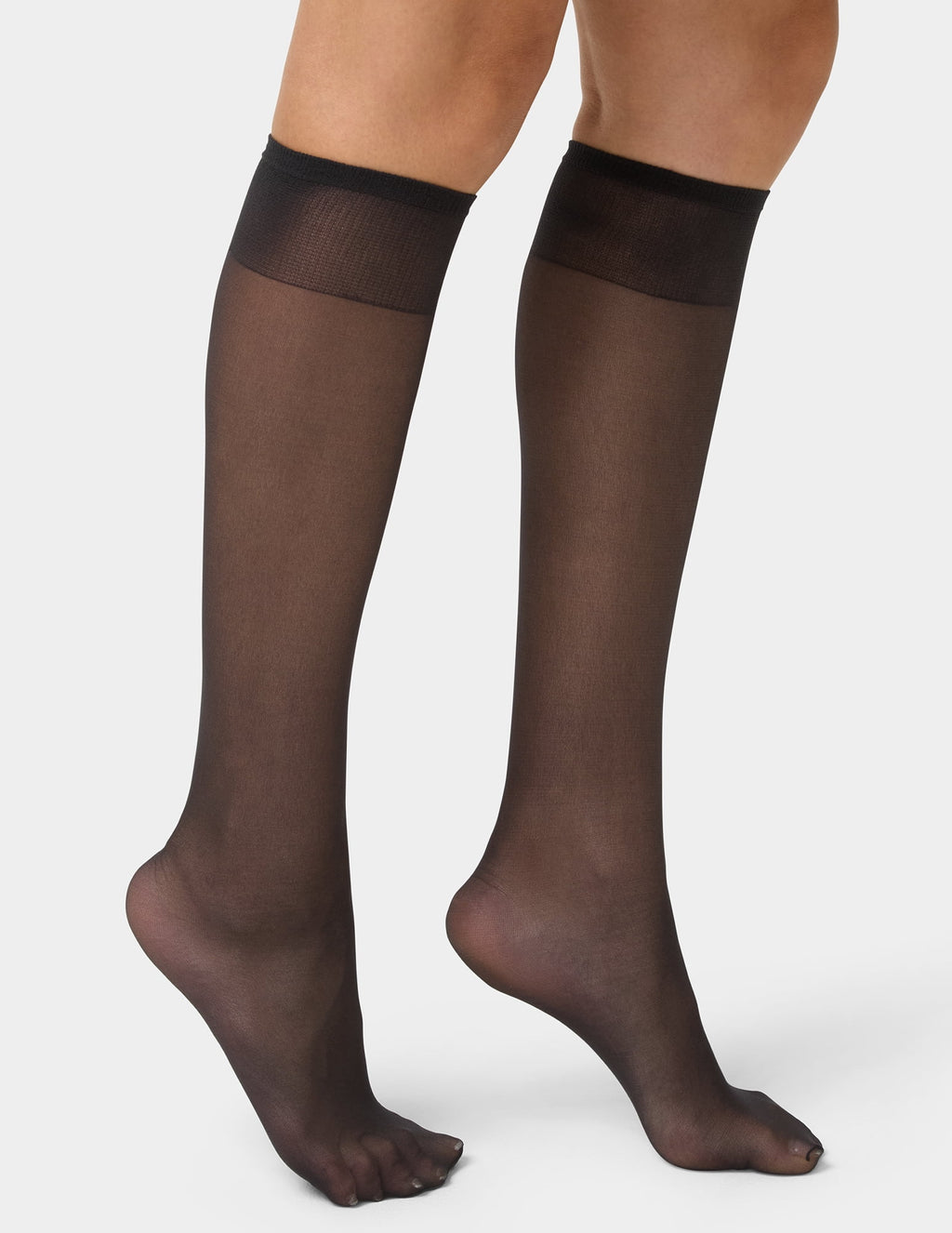 Women's Sheer Knee Highs with Comfort Top 8 Pair Pack, Midnight Black, Plus - Image 2