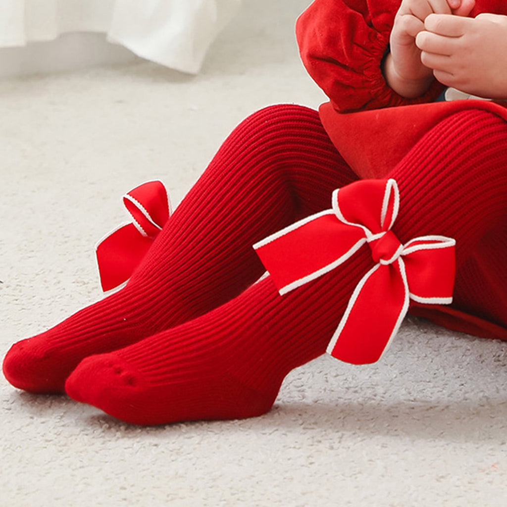 Toddler Kids Christmas Leggings Bowknot Red Pantyhose Christmas Big Red Pantyhose Footed Socks Warm Bottoms 3 Months ... - Image 4