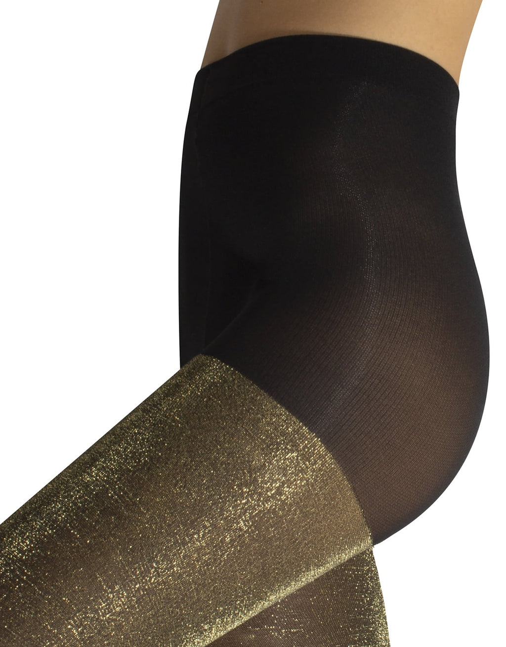 Opaque Lurex Sparky Tights – Gold and Silver Glitter Pantyhose for Women – 60 DEN (Size: L/XL, Color: Black/Gold) - Image 2