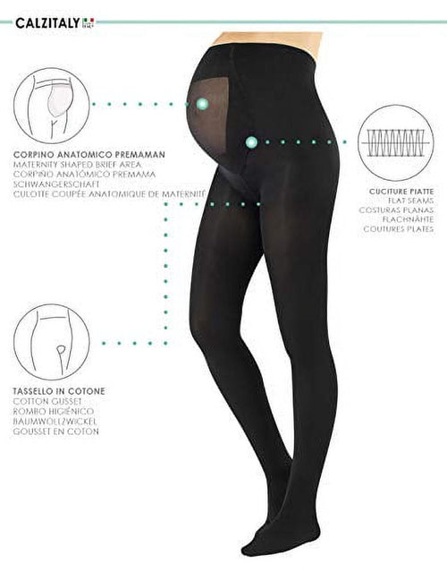 - Opaque Maternity Pantyhose - Pregnancy Tights for Women - 100 DEN Italian Hosiery (M, Black) - Image 2
