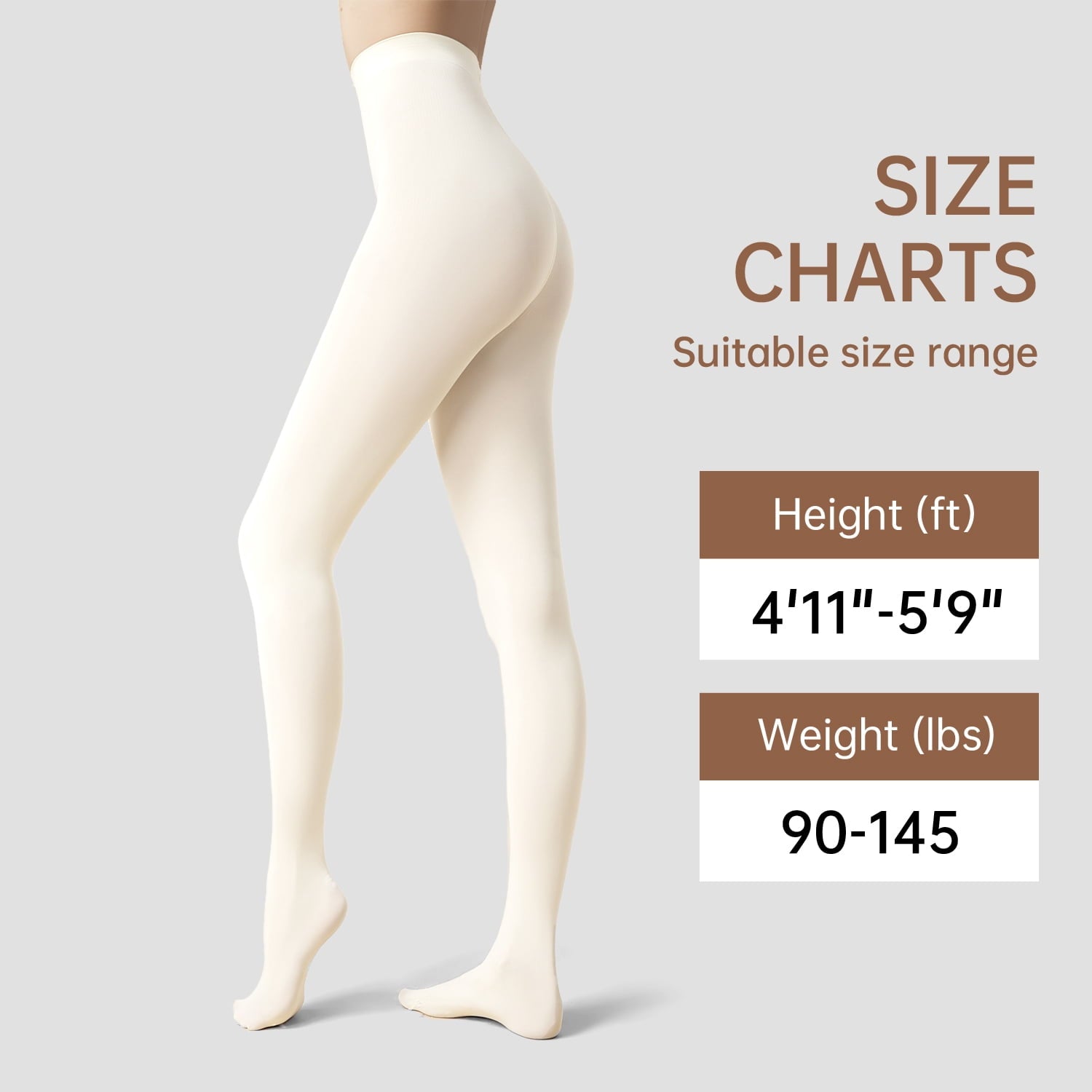 Ms. Myland 2 Pairs Women's Cream Pantyhose 80D Semi-Opaque Soft Velvet High Waist Control Top - Image 2