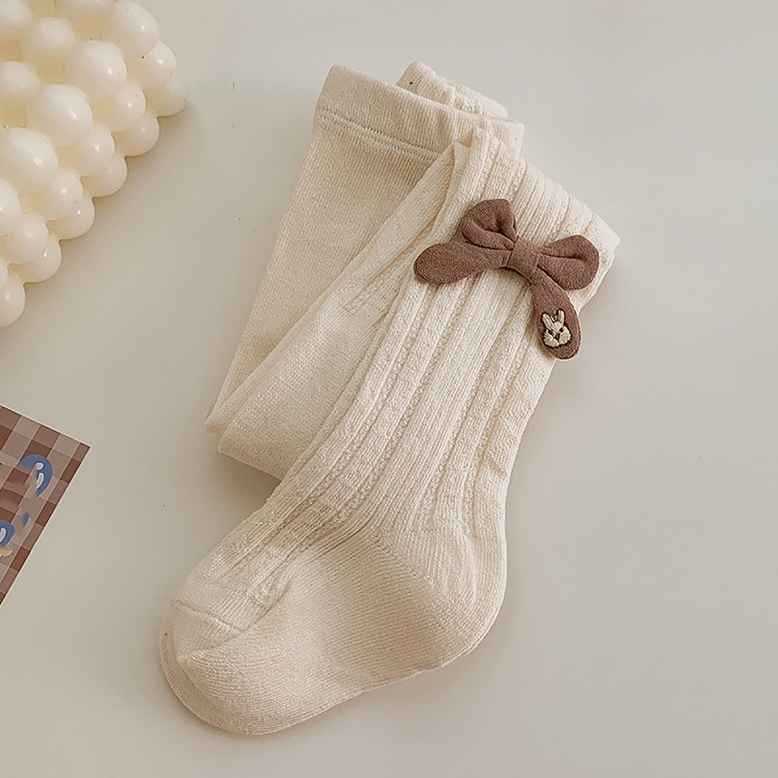 Girls' Tights Winter Elastic Warm Pantyhose Kid's Bottom Socks And Pant (1-12 Years Old) Beige